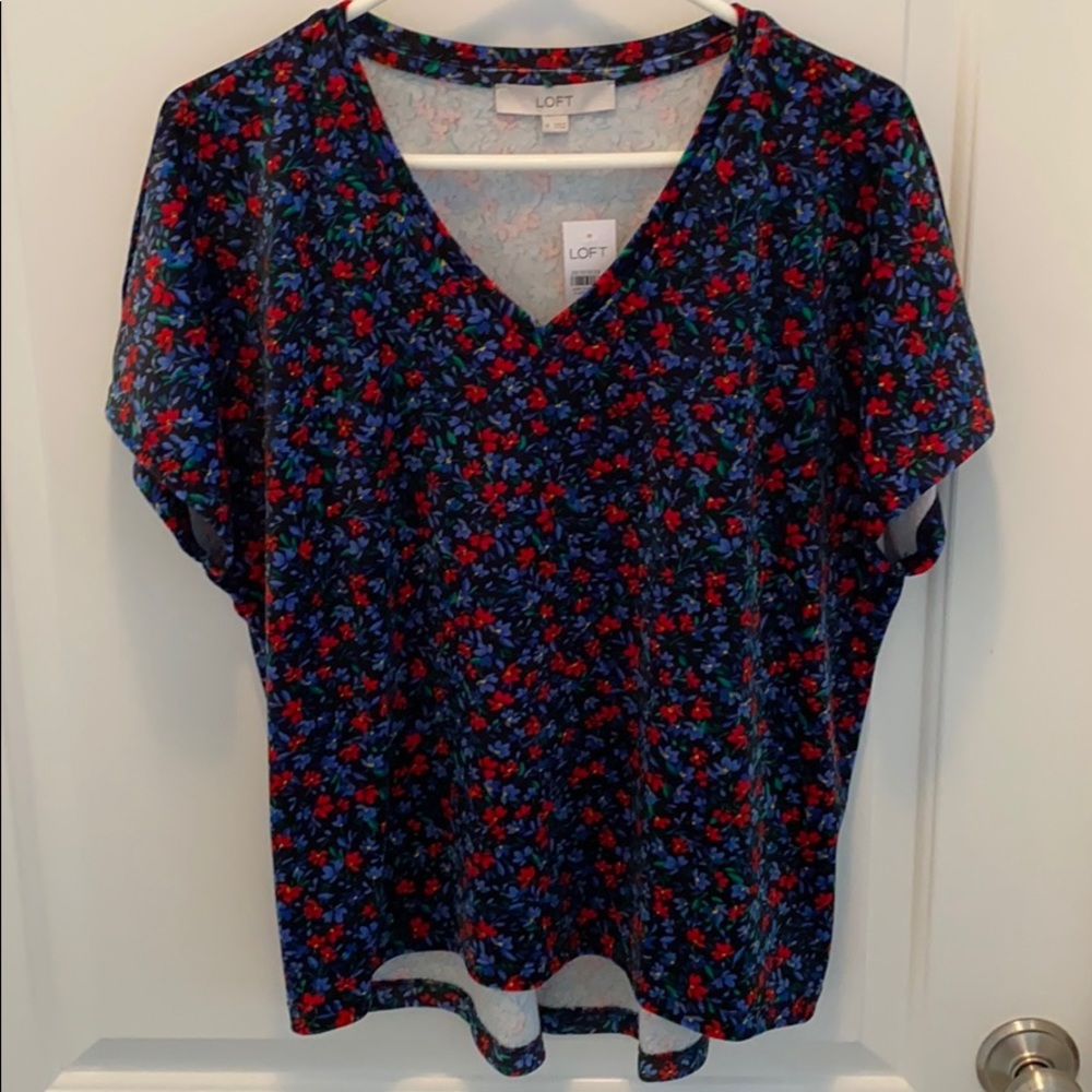 LOFT Floral Velvet Top